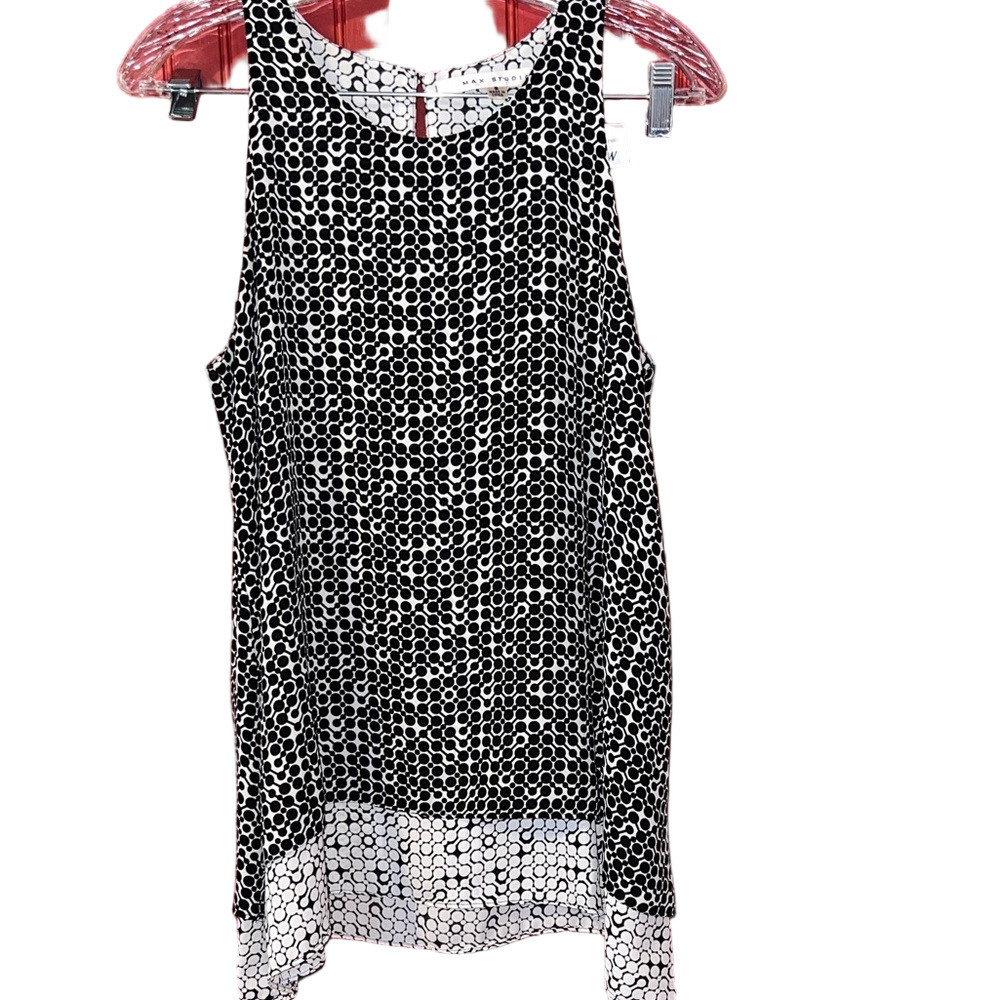 NWT Max Studio Black and White Patterned Blouse S
